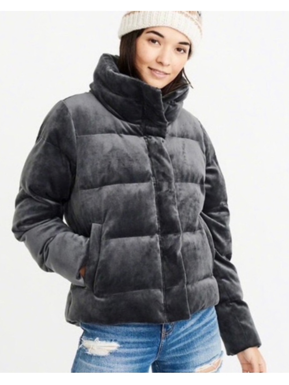 Abercrombie & Fitch Velvet Puffer Coat